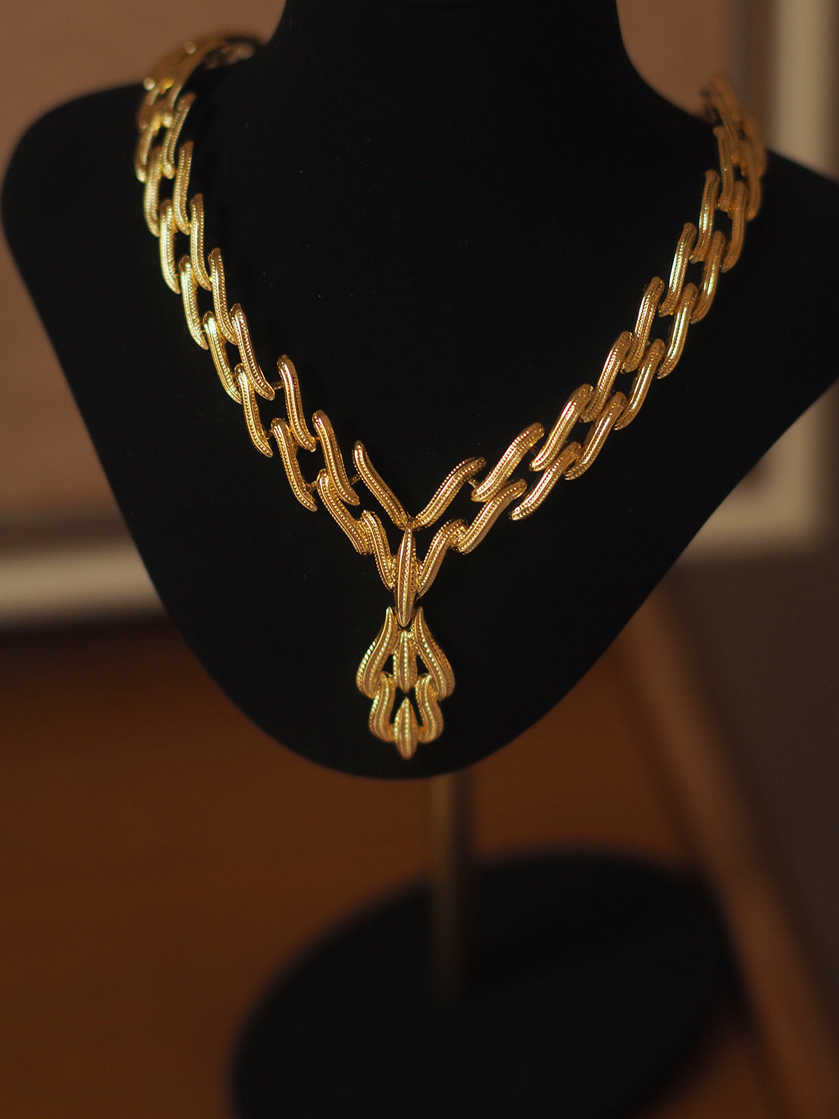 Gold-Plated Book Pendant Vintage Necklace