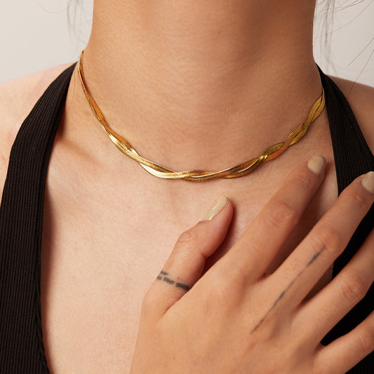 18k Gold PVD Herringbone Chain Necklace
