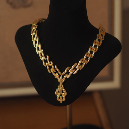 Gold-Plated Book Pendant Vintage Necklace