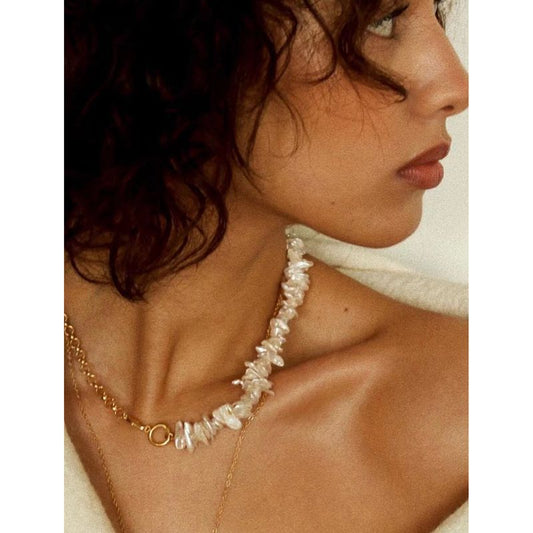 Bohemian Baroque Pearl Chain Necklace