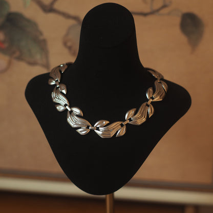 Silver Leaf Monet Vintage Necklace