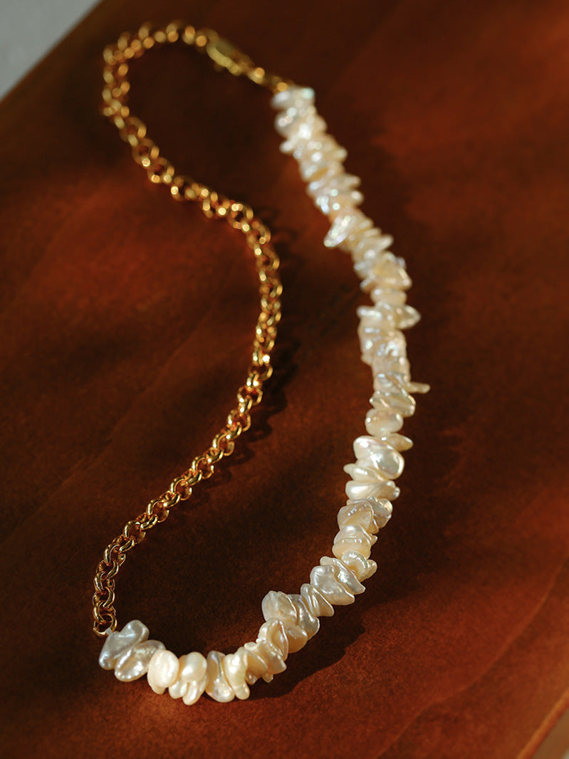 Bohemian Baroque Pearl Chain Necklace