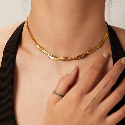 18k Gold PVD Herringbone Chain Necklace