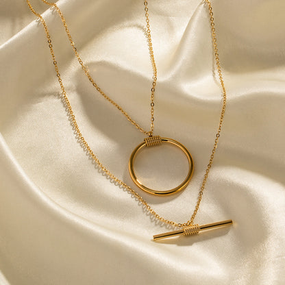 18k Gold Plater Double-Layered Necklace