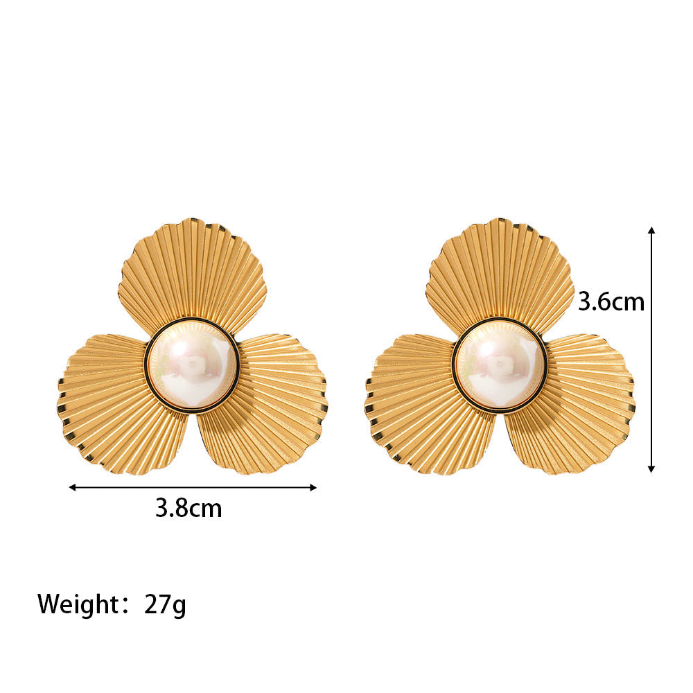 Pearl Flower Design Earrings