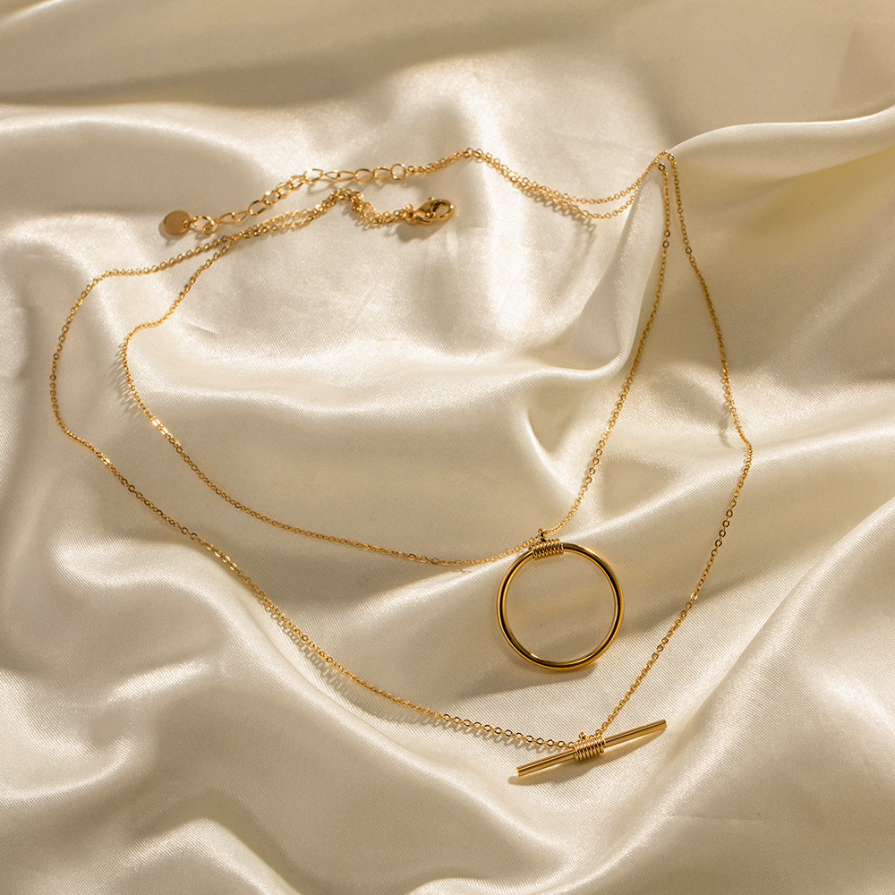 18k Gold Plater Double-Layered Necklace