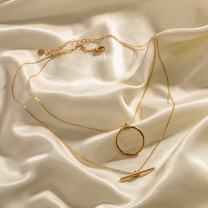 18k Gold Plater Double-Layered Necklace