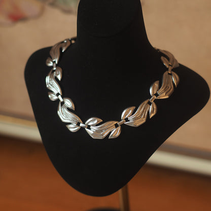 Silver Leaf Monet Vintage Necklace
