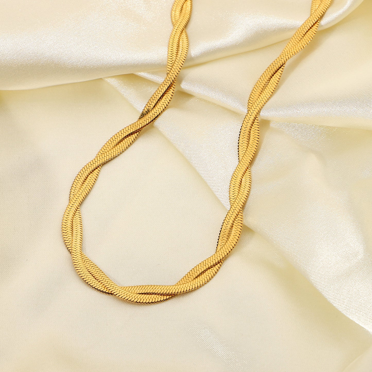 18k Gold PVD Herringbone Chain Necklace