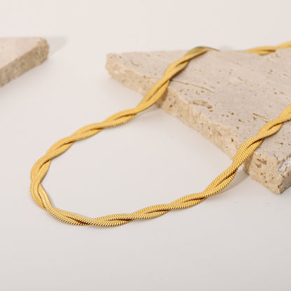 18k Gold PVD Herringbone Chain Necklace