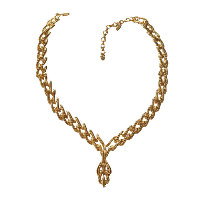 Gold-Plated Book Pendant Vintage Necklace