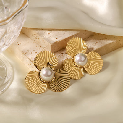 Pearl Flower Design Earrings