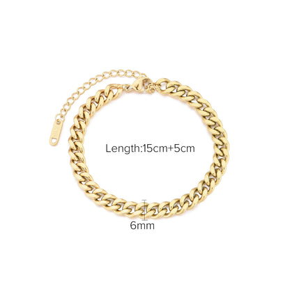 18K Gold Plated Luxury Simple Vintage Wide Mesh Cuban Link Chain Bracelets