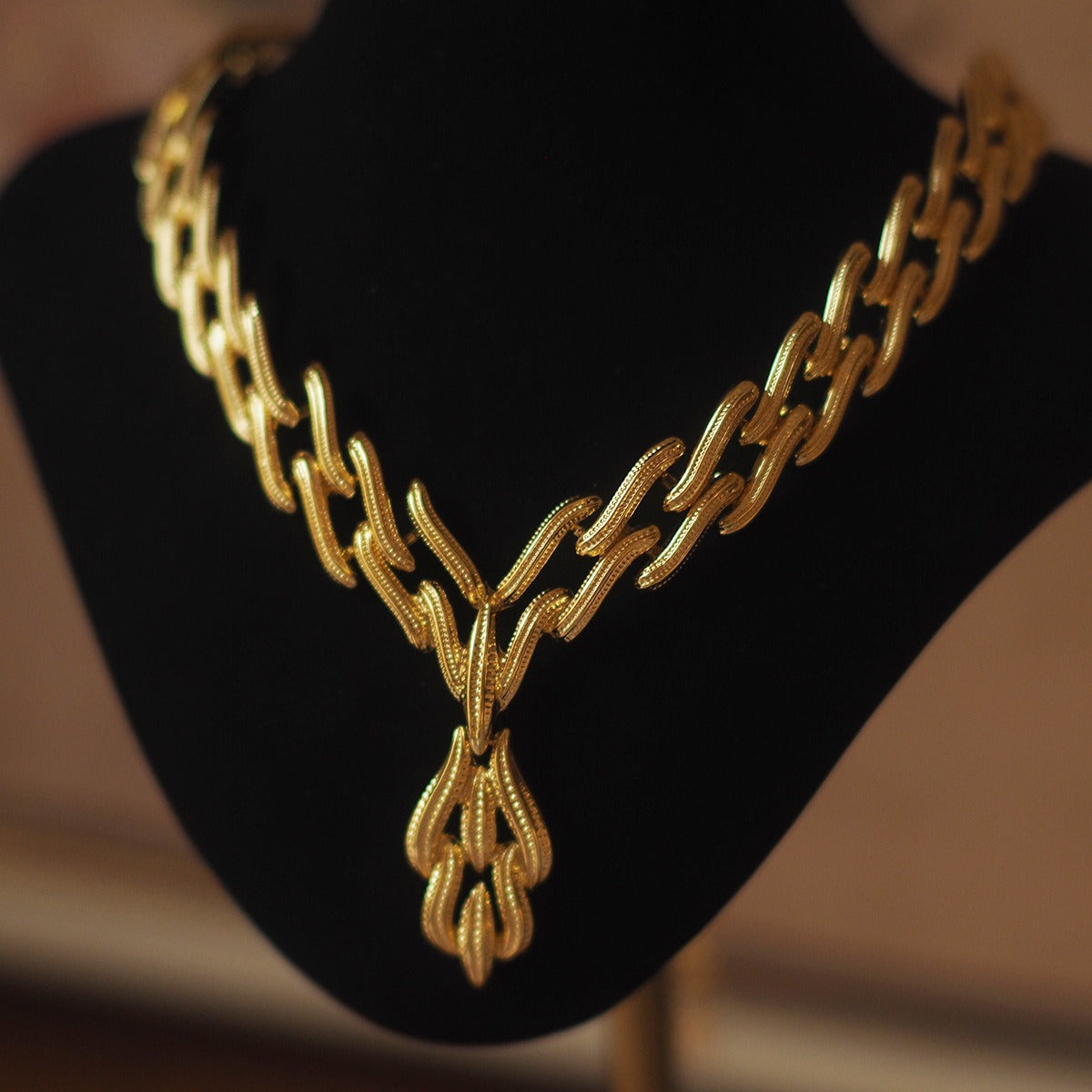 Gold-Plated Book Pendant Vintage Necklace