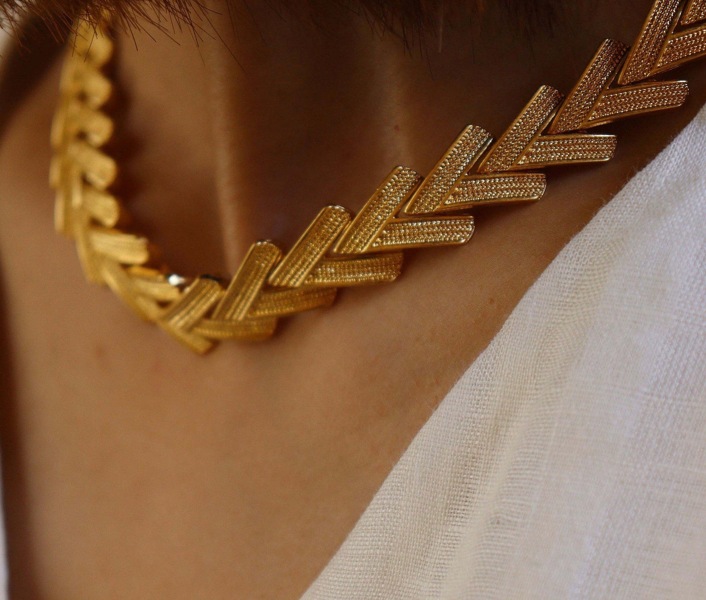 Vintage Solid Gold Chain Necklace and Bracelet Set