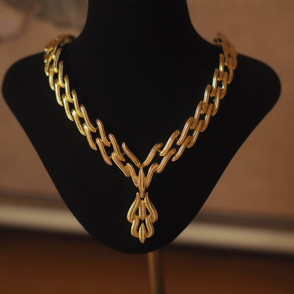 Gold-Plated Book Pendant Vintage Necklace