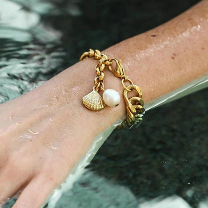 freshwater pearl Cuban chain bracelet