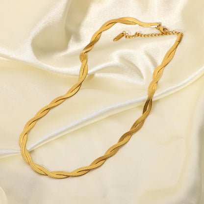 18k Gold PVD Herringbone Chain Necklace